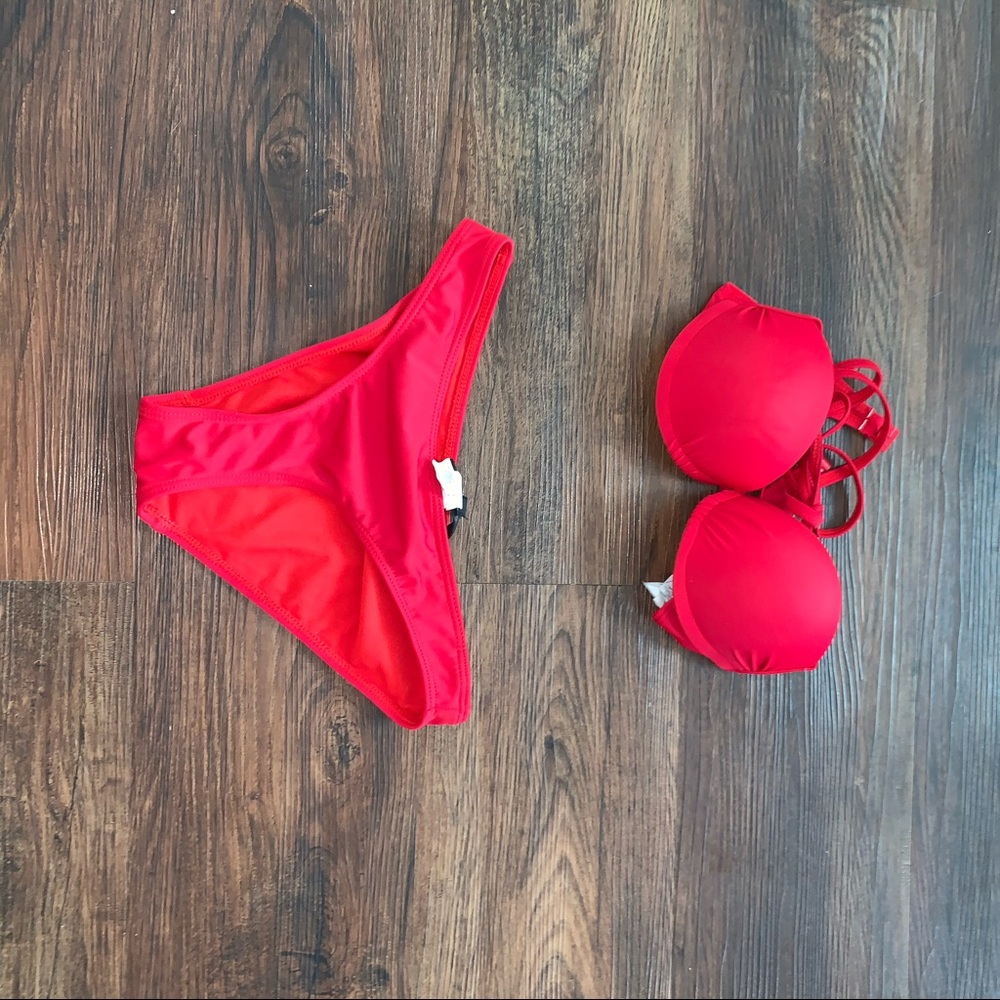 Bright red swim suit size medium